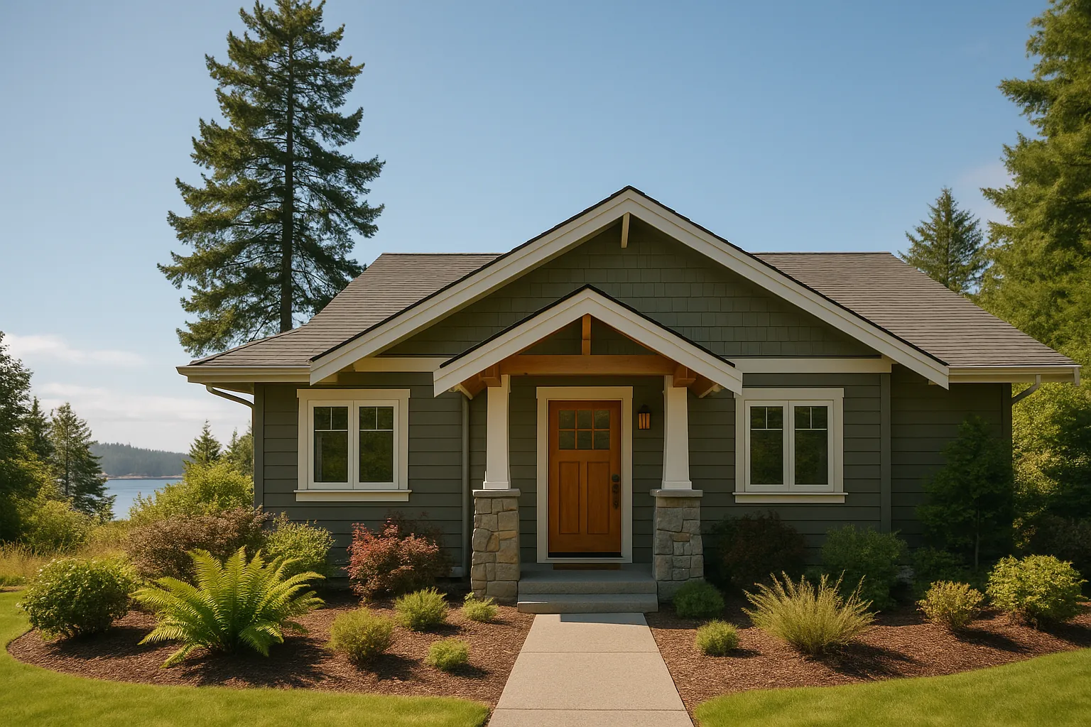 A welcoming Vancouver Island home exterior with an easy approach to the entrance